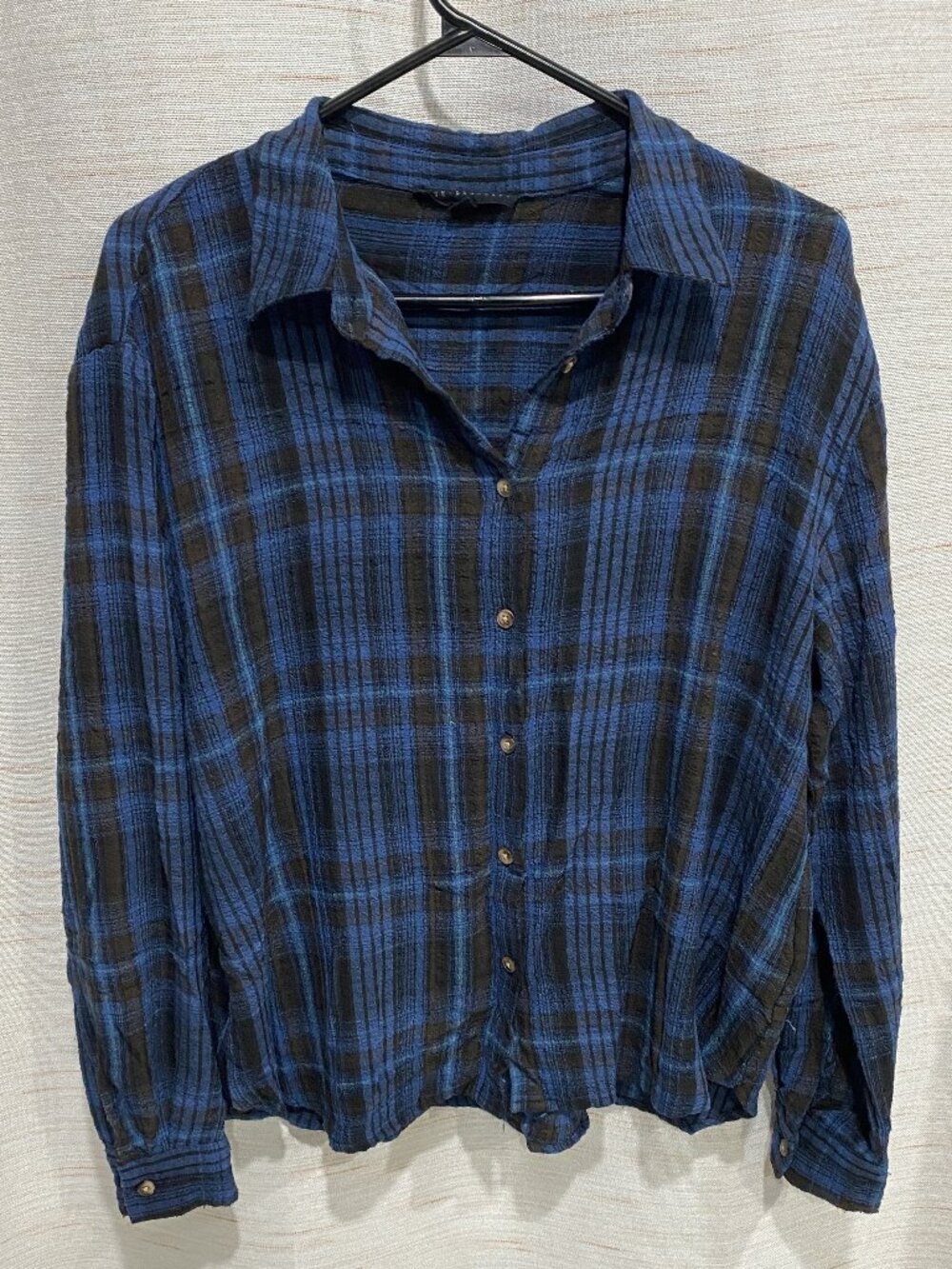 Jane & Delancey Button Up Shirt Blue Black Medium Womens (029)